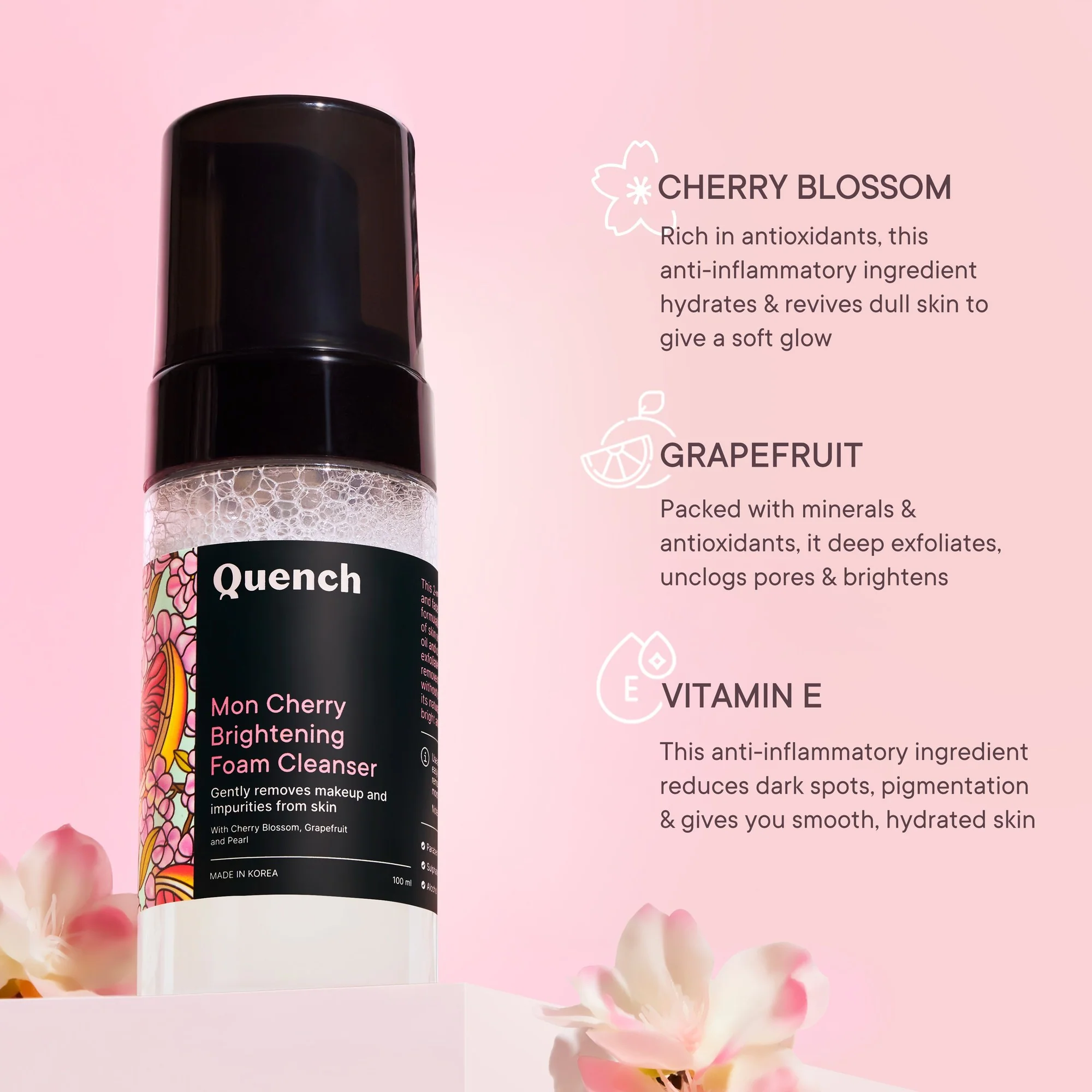 Brightening Foam Cleanser with Cherry Blossom Radiance - 100 ML - Image 3