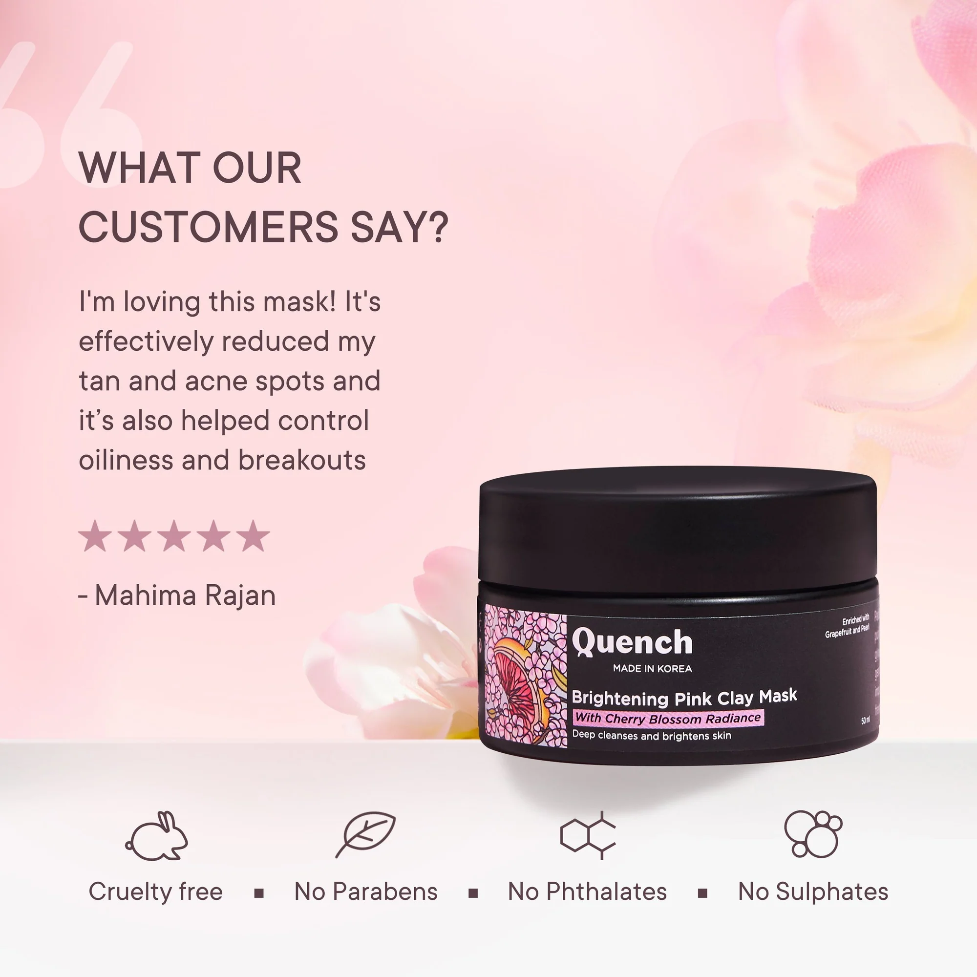 Brightening Pink Clay Mask with Cherry Blossom Radiance | De-tan & Removes Blackheads - 50 ML - Image 6