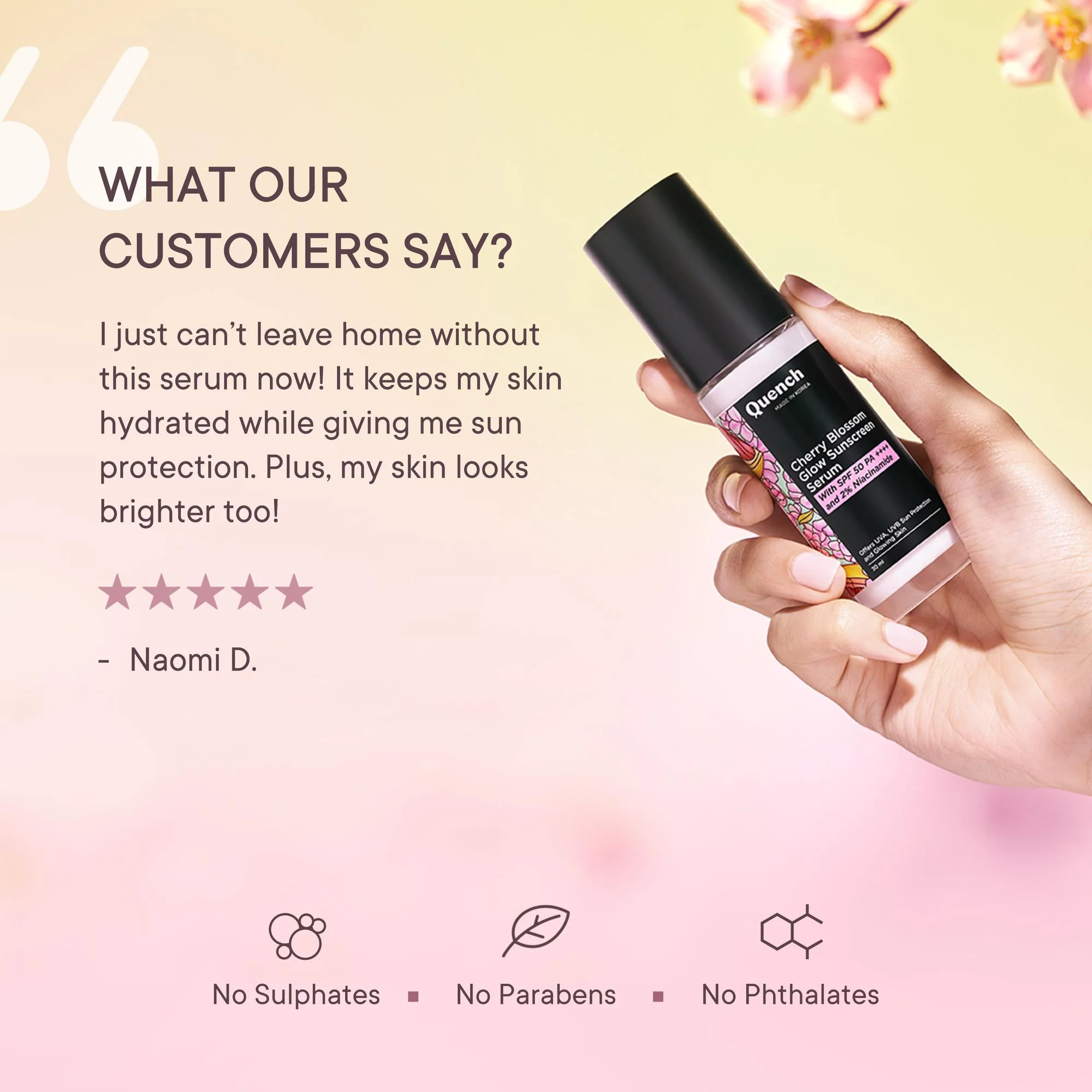 Cherry Blossom Glow Sunscreen Serum with 2% Niacinamide - Image 6
