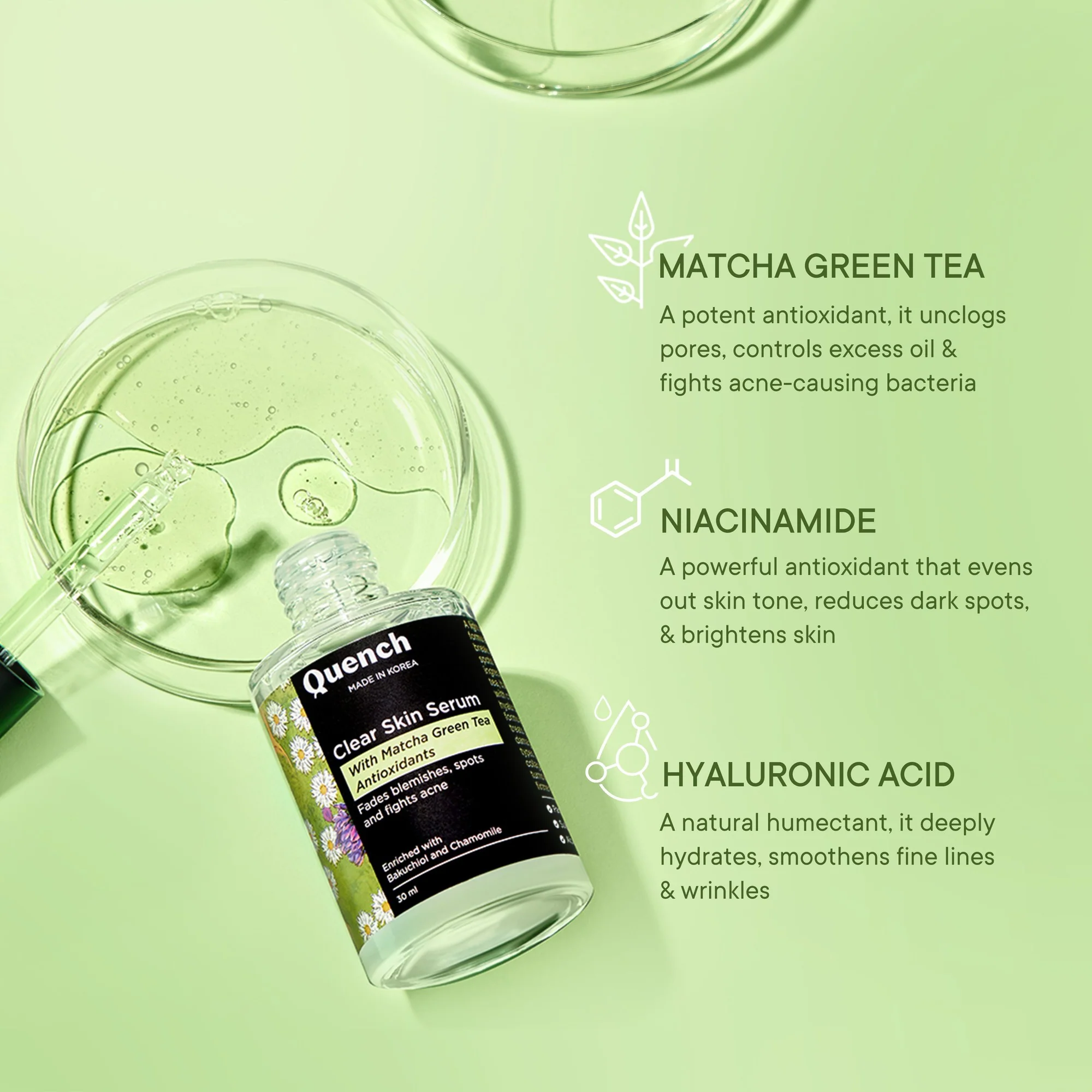 Clear Skin Serum with Matcha Green Tea Antioxidants - 30 ML - Image 3