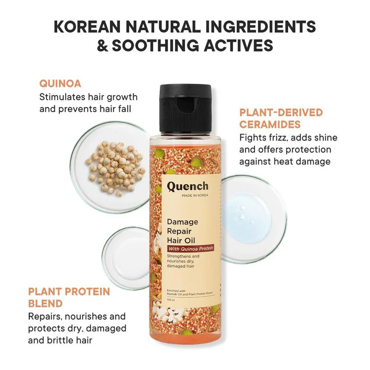 Damage Repair Hair Oil with Quinoa Protein- 100ml - Image 4