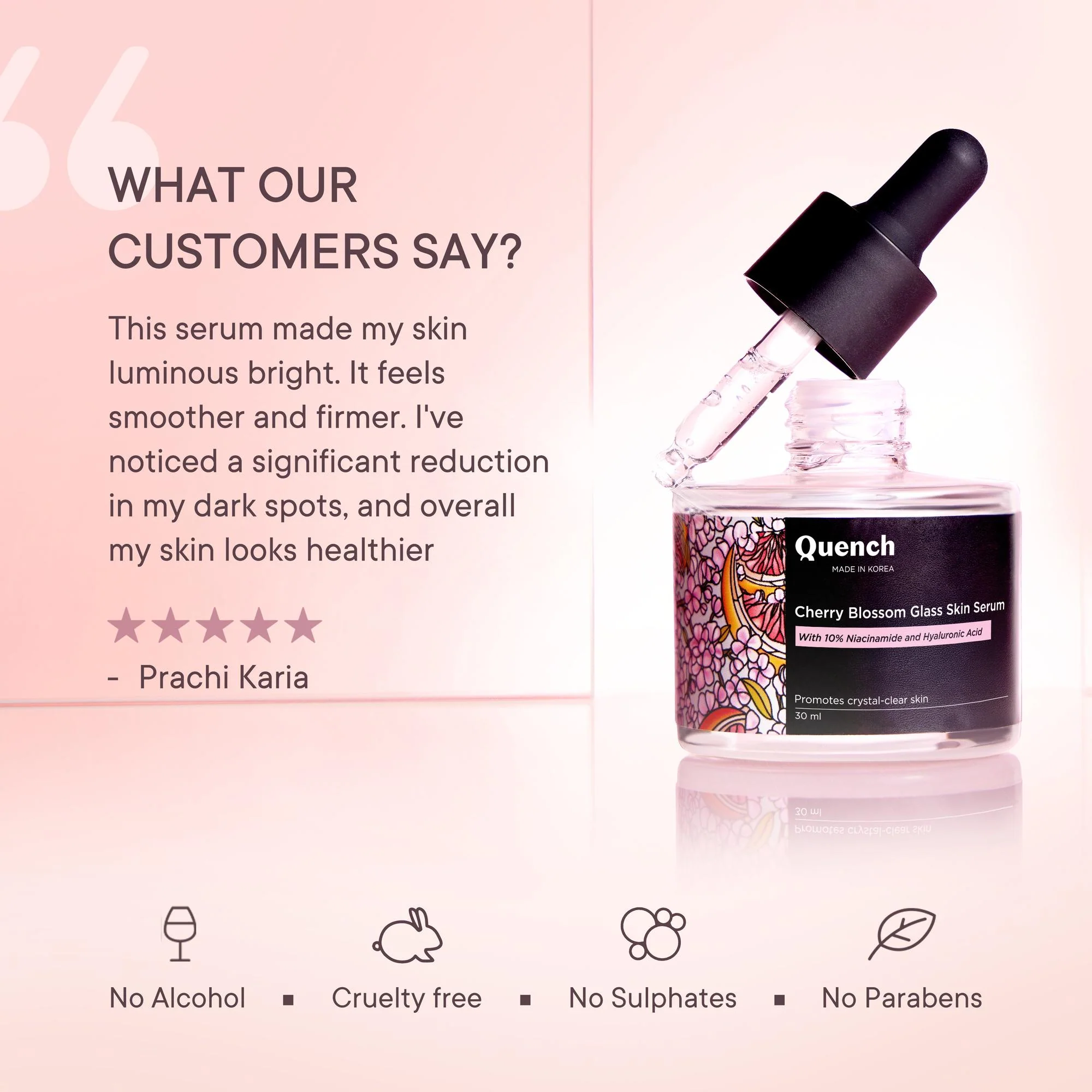 Cherry Blossom Glass Skin Serum With 10% Niacinamide and Hyaluronic Acid - 30 ML - Image 5