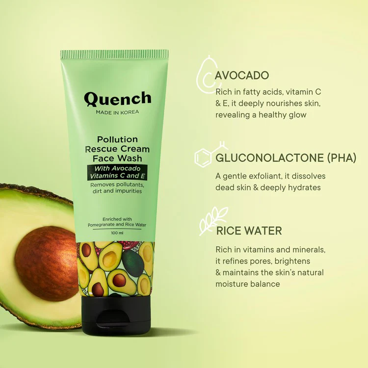 Pollution Rescue Cream Face Wash with Avocado Vitamins C & E - 100 ML - Image 5