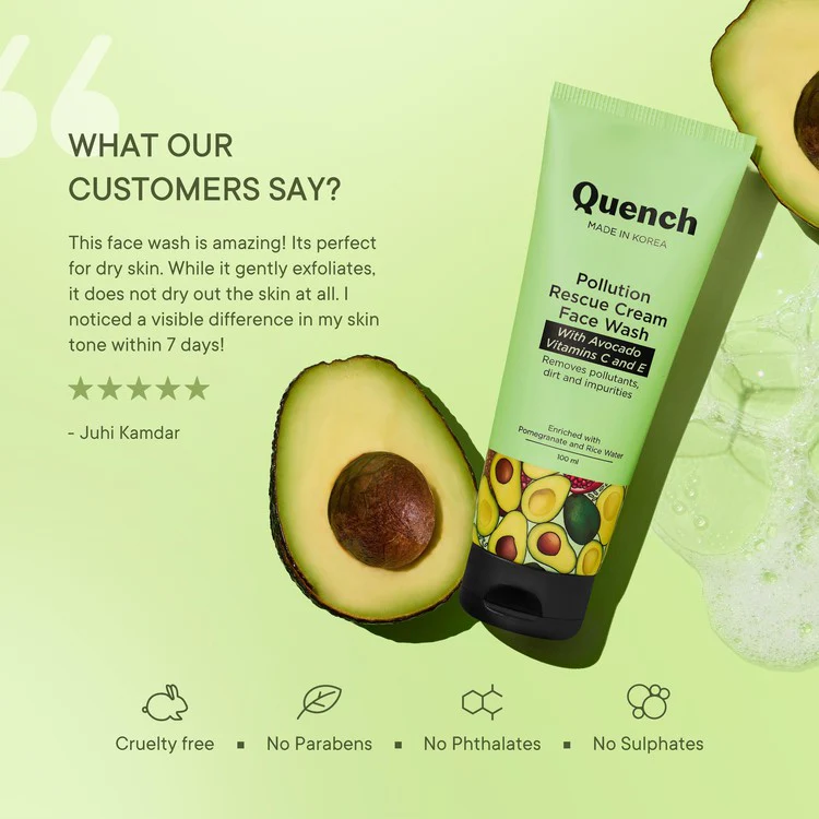 Pollution Rescue Cream Face Wash with Avocado Vitamins C & E - 100 ML - Image 6
