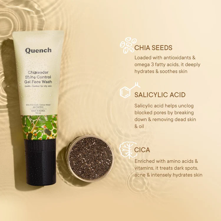 Shine Control Gel Face Wash with Chia Seeds Omega 3 With Built-in Brush for Deep Cleansing - 100 ML - Image 3